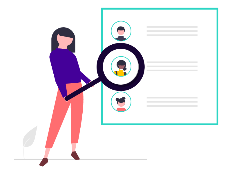 chica con lupa señalando