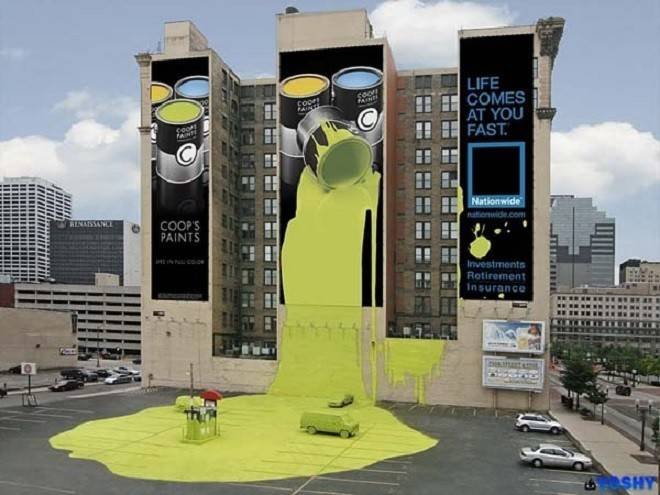 Ambient Marketing de pintura en un edificio