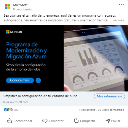 Anuncio de Microsoft Linkedin