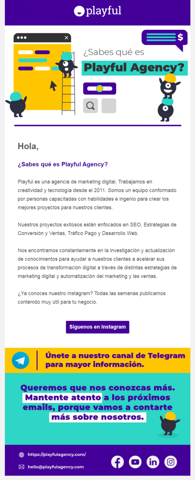 Ejemplo de mensaje de Bienvenida