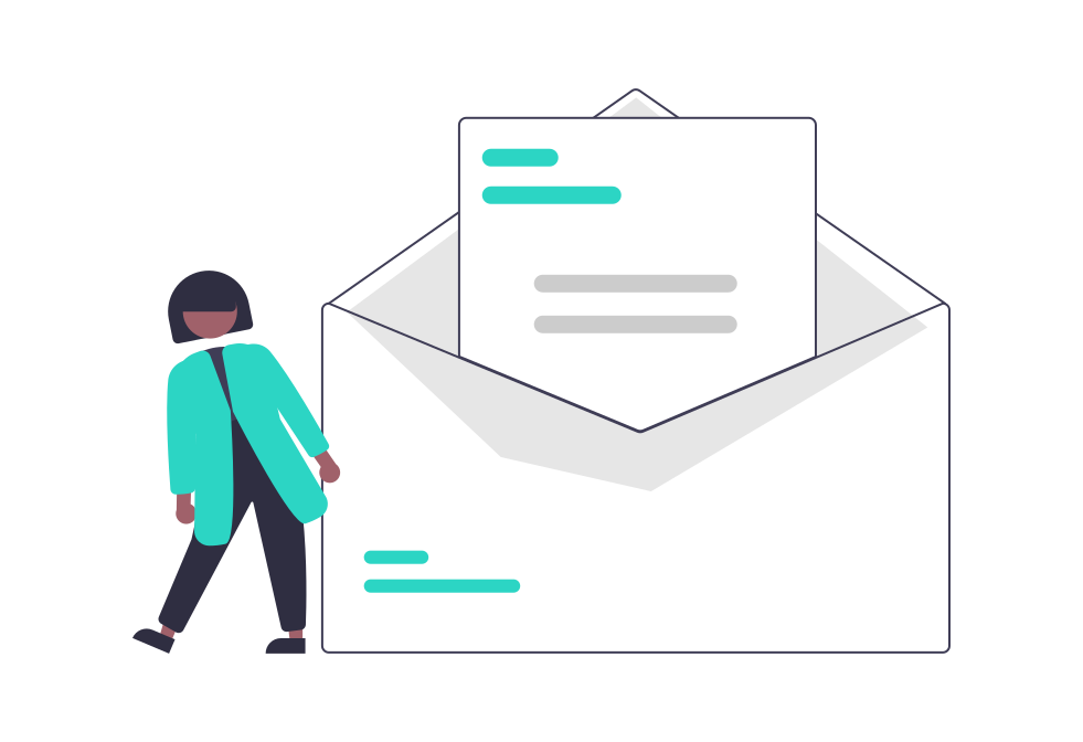 Chica de cabello corto con carta