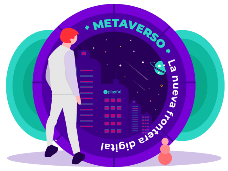 Metaverso. Hombre de puerta a un mundo digital
