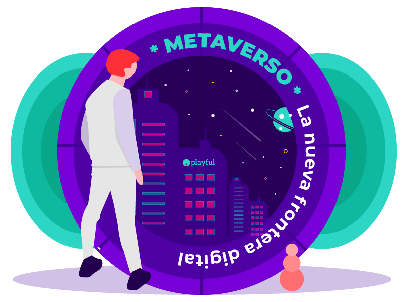 Metaverso. Hombre de puerta a un mundo digital