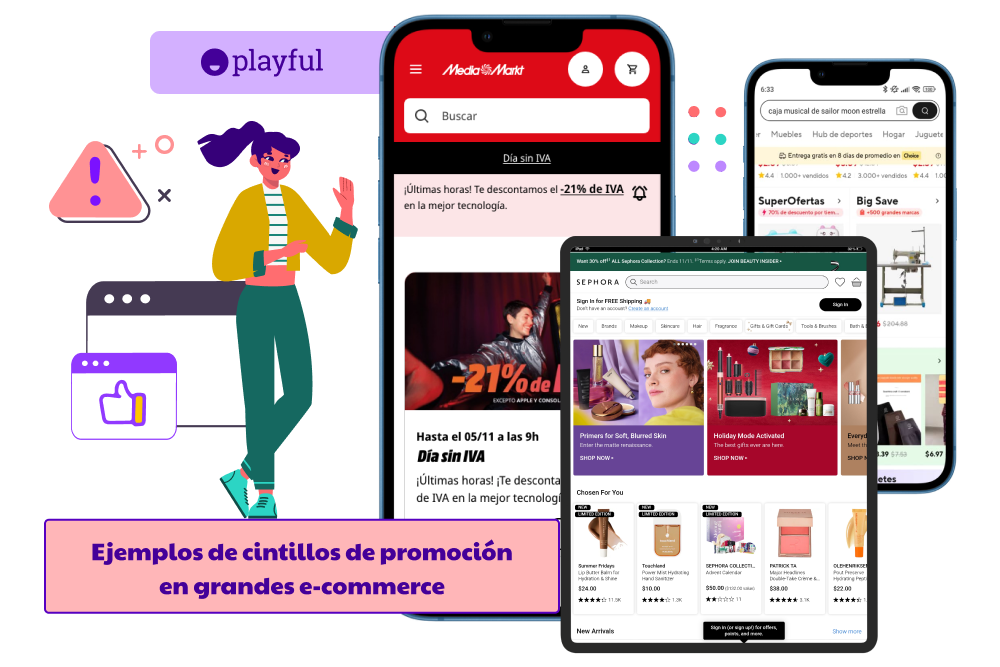 ejemplos de cintillos de promoción en grandes e-commerce
